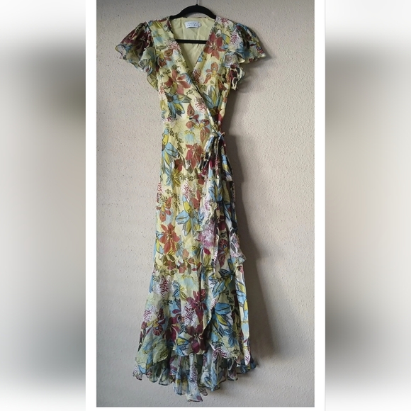 Tanya Taylor Asymmetrical Floral Dress - Multicolor Size 0 - Picture 1 of 10